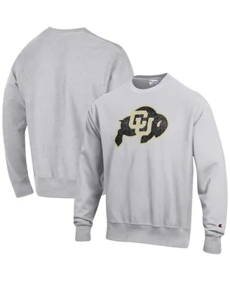 Men's Champion Heathered Gray Colorado Buffaloes Vault Logo Reverse Weave Pullover Sweatshirt