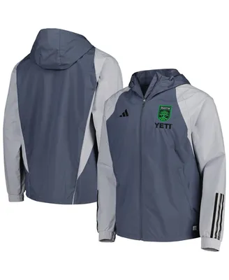 Men's adidas Charcoal Austin Fc All-Weather Raglan Hoodie Full-Zip Jacket