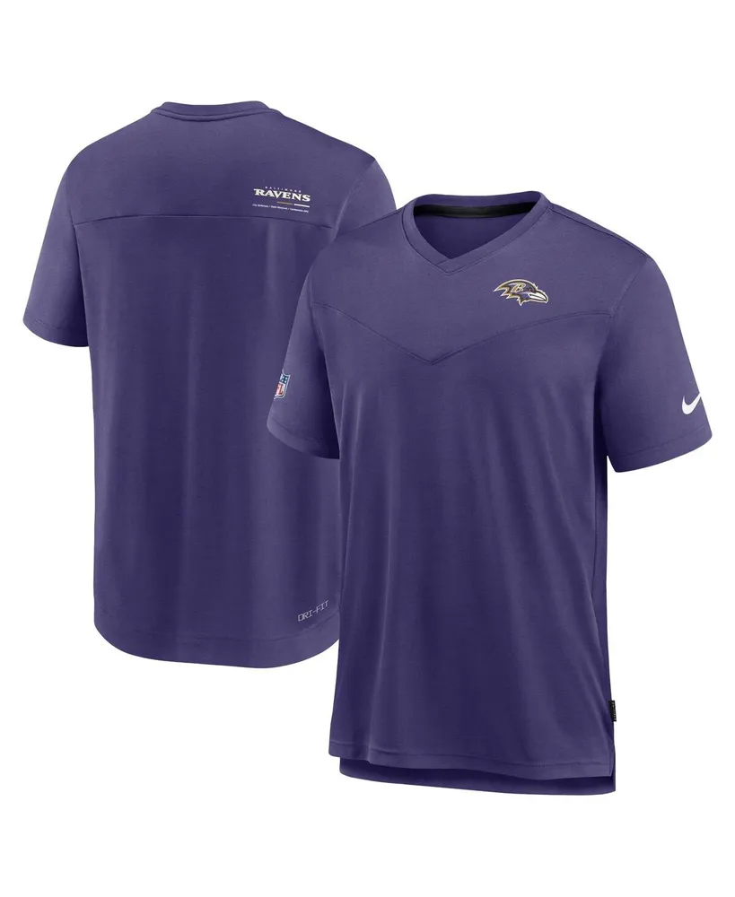 Men's Nike Purple Baltimore Ravens Sideline Coach Chevron Lock Up Logo V-Neck Performance T-shirt
