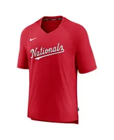 Men's Nike Red Washington Nationals Authentic Collection Pregame Raglan Performance V-Neck T-shirt