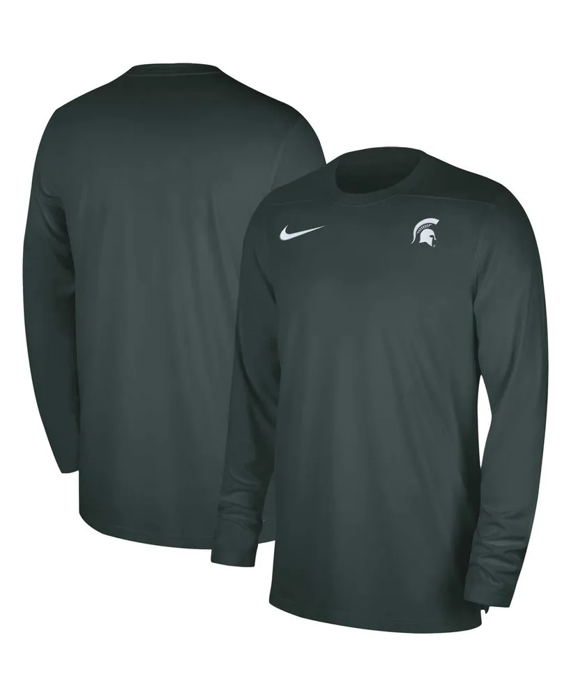 Men's Nike Green Michigan State Spartans 2023 Sideline Coaches Long Sleeve Performance Top