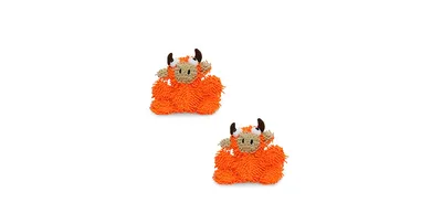 Mighty Jr Microfiber Ball Bull Orange, 2-Pack Dog Toys