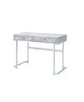 Simplie Fun Tigress Writing Desk, Printed Faux Marble & Chrome Finish