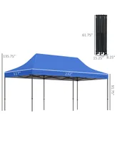 Outsunny 10' x 20' Pop Up Canopy Tent with 3-Level Adjustable Height, Wheeled Roller Bag, Uv Fighting Roof, Dark Blue