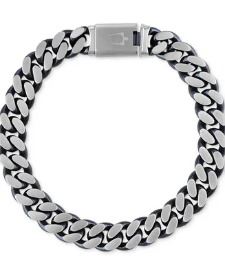 Bulova Men's Classic Curb Chain Bracelet in Blue-Plated Stainless Steel