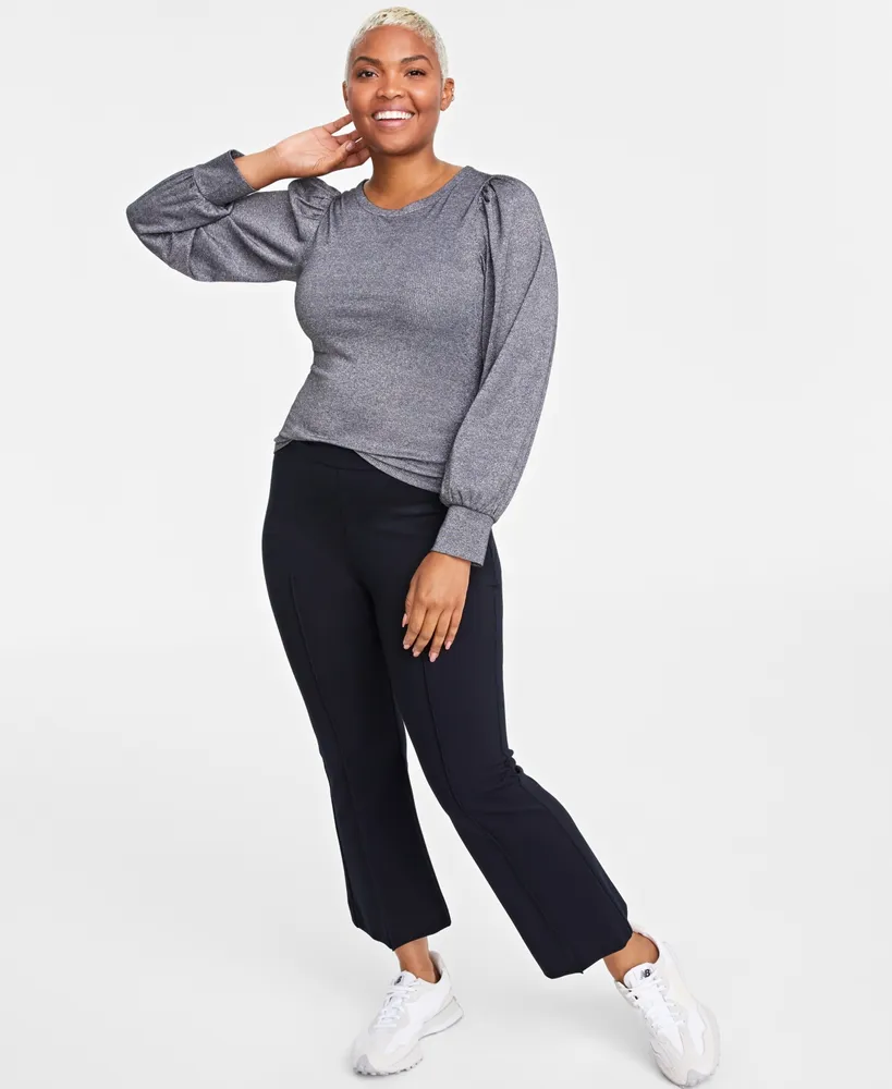 On 34th Women's Metallic Balloon-Sleeve Top, Created for Macy's