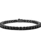 Bulova Men's Icon Black Spinel (1/10 ct. t.w.) Tennis Bracelet in Sterling Silver