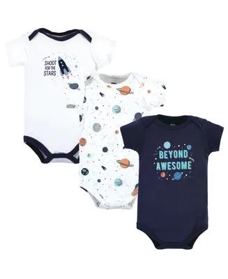 Hudson Baby Baby Boys Cotton Bodysuits, Space, 3-Pack