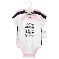 Hudson Baby Girls Cotton Bodysuits, Spread Kindness, 3-Pack