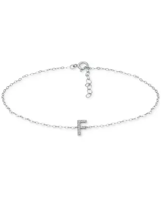 Giani Bernini Cubic Zirconia Initial Ankle Bracelet in Sterling Silver, Created for Macys