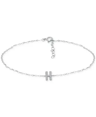 Giani Bernini Cubic Zirconia Initial Ankle Bracelet in Sterling Silver, Created for Macys