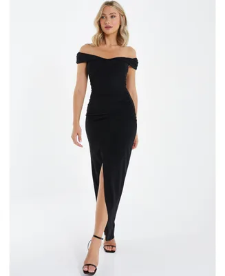 Quiz Women's Bardot High Slit Maxi Dress