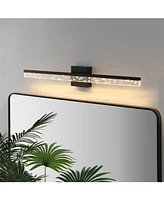Ingres 30" 1-Light Modern Contemporary 360-Degree Rotatable Iron, Seeded Acrylic Integrated Led Vanity Light