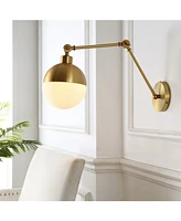 Alba 8" 1-Light Mid-Century Modern Arm-Adjustable Iron, Glass Led Sconce