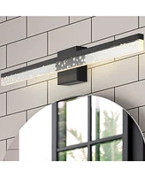 Ingres 30" 1-Light Modern Contemporary 360-Degree Rotatable Iron, Seeded Acrylic Integrated Led Vanity Light