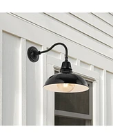 Aurora 12.25" 1-Light Farmhouse Industrial Indoor, Outdoor Iron Led Gooseneck Arm Sconce