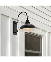 Stanley 12.25" 1-Light Farmhouse Industrial Indoor, Outdoor Iron Led Gooseneck Arm Sconce