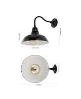 Aurora 12.25" 1-Light Farmhouse Industrial Indoor, Outdoor Iron Led Gooseneck Arm Sconce