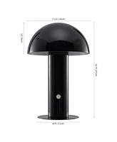 Boletus 10.75" Contemporary Bohemian Rechargeable, Cordless Iron Integrated Led Mushroom Table Lamp