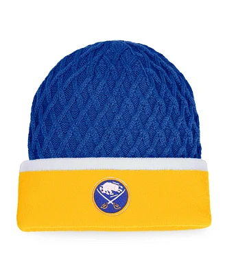 Men's Fanatics Gold, Royal Buffalo Sabres Iconic Striped Cuffed Knit Hat