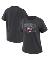 Women's Wear by Erin Andrews Charcoal Washington Nationals Oversized Boyfriend T-shirt