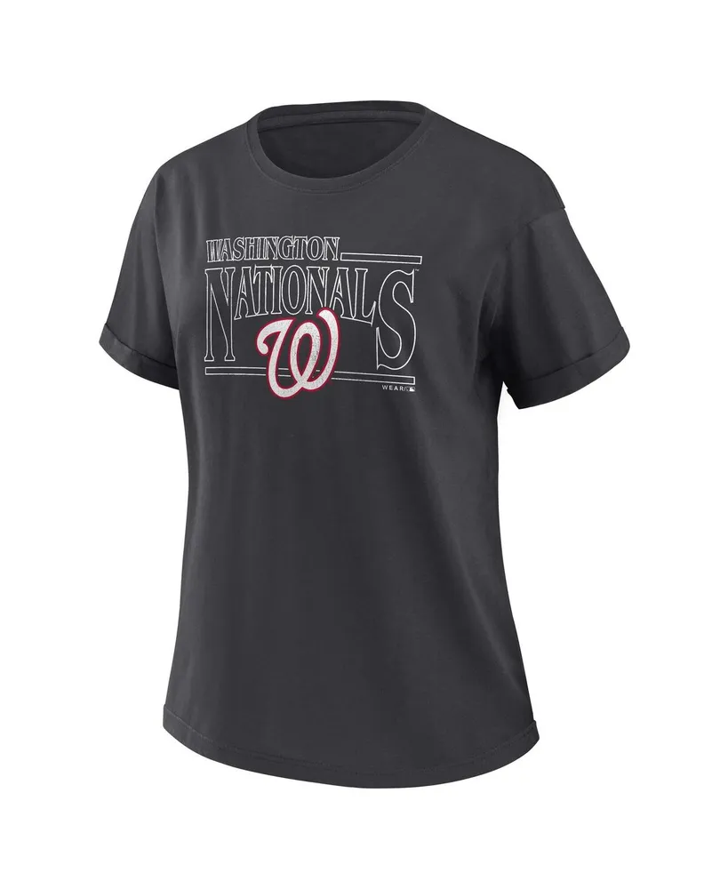 Women's Wear by Erin Andrews Charcoal Washington Nationals Oversized Boyfriend T-shirt