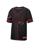 Men's Colosseum Black Clark Atlanta University Panthers Free Spirited Mesh Button-Up Baseball Jersey