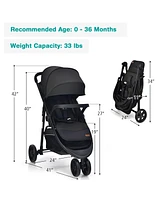 Costway Baby Jogging Stroller Jogger Travel System w/Adjustable Canopy for Newborn