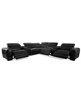 Closeout! Krofton 7-Pc. Beyond Leather Fabric Sectional with 3 Power Motion Recliners and 2 Consoles, Created for Macy's