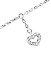 Giani Bernini Cubic Zirconia Heart Drop Charm Ankle Bracelet in Sterling Silver, Created for Macy's