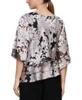 Alex Evenings Women's Floral-Print Tiered Top