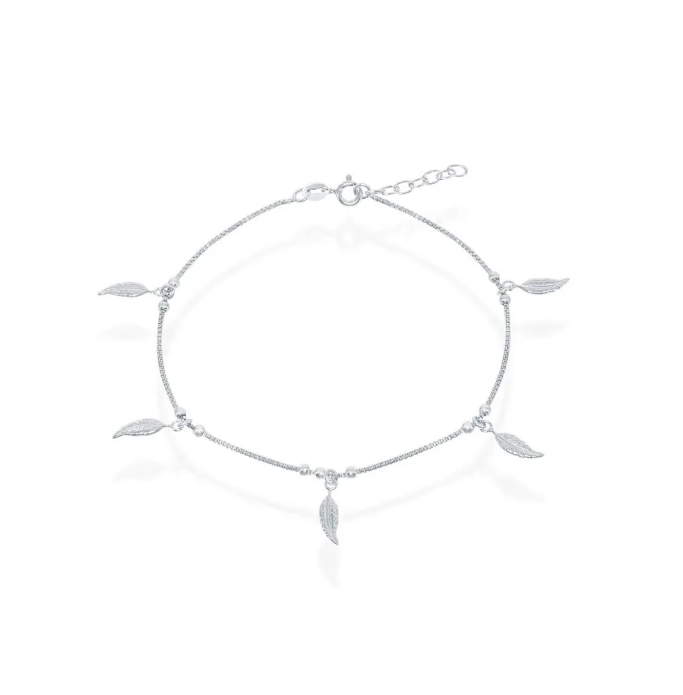 Simona Sterling Silver Dangling Leafs Anklet