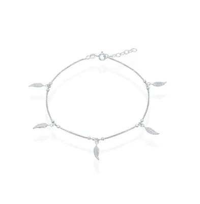 Sterling Silver Dangling Leafs Anklet