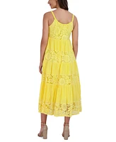 Robbie Bee Women's Lace-Inset Tiered Maxi Dress