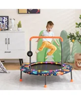 36'' Mini Toddler Trampoline W/Led Bluetooth Speaker Detachable Handle