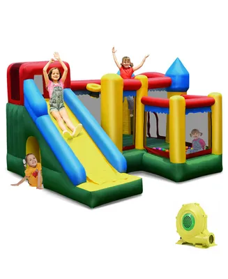 Costway 5-In-1 Inflatable Bounce Castle with Basketball Rim & Climbing Wall