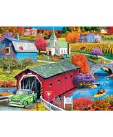 Masterpieces Country Escapes - Hill Village Covered Bridge 500 Piece Puzzle