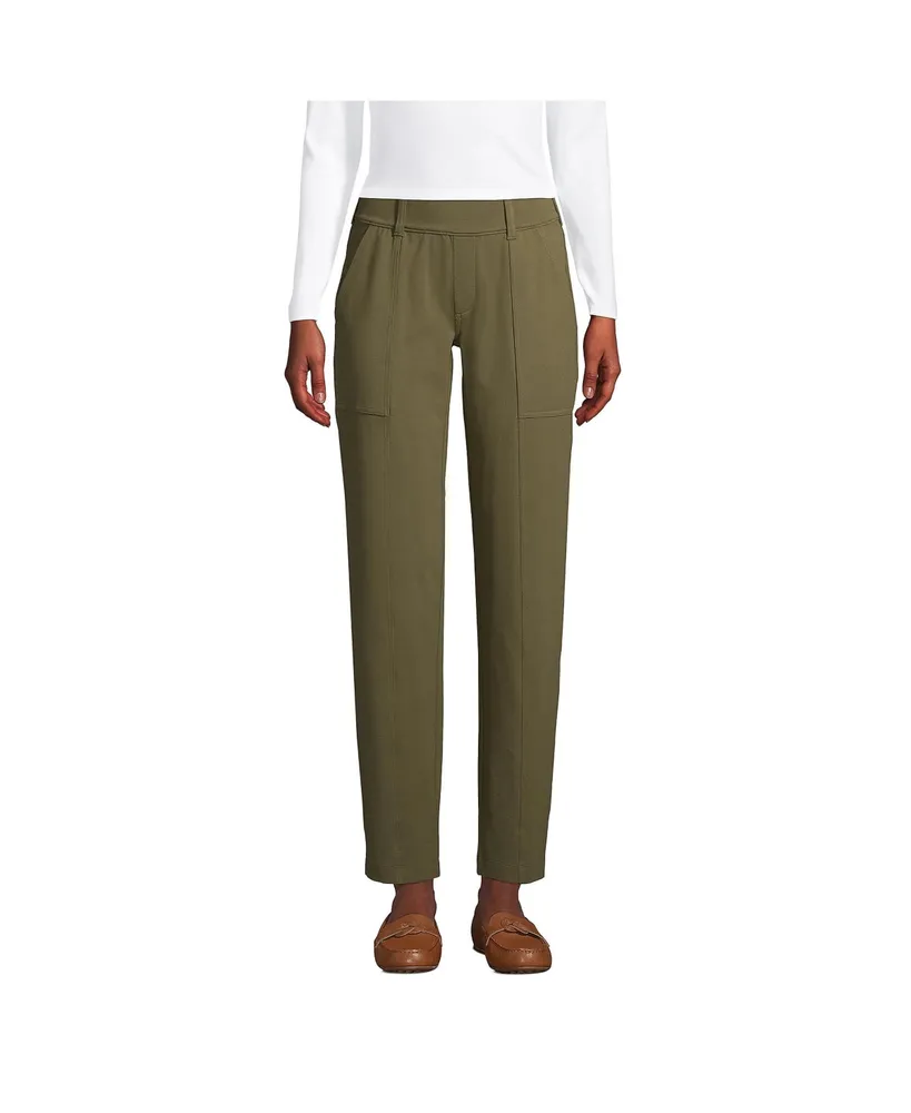 Women's Premium Linen Breezy Pull-On Ankle Pants, Mid-Rise Tapered-Leg  Stripe