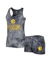 Women's Concepts Sport Charcoal Pittsburgh Steelers Billboard Scoop Neck Racerback Tank and Shorts Sleep Set