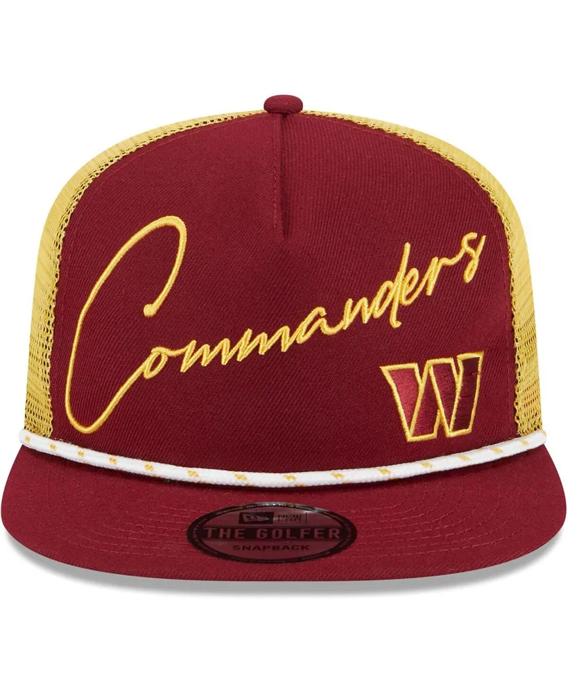 Men's New Era Burgundy Washington Commanders Script Logo Golfer 9FIFTY Snapback Hat