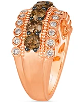 Le Vian Chocolate Diamond (1-1/4 ct. t.w.) & Nude Diamond (1/3 ct. t.w.) Multirow Ring in 14k Gold (Also Available in Rose Gold or White Gold)