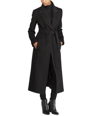 Lauren Ralph Women's Wool Blend Belted Maxi Wrap Coat