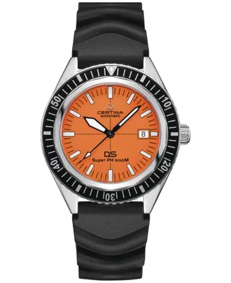 Certina Men's Swiss Automatid Ds Super PH500M Black Rubber Strap Watch 43mm