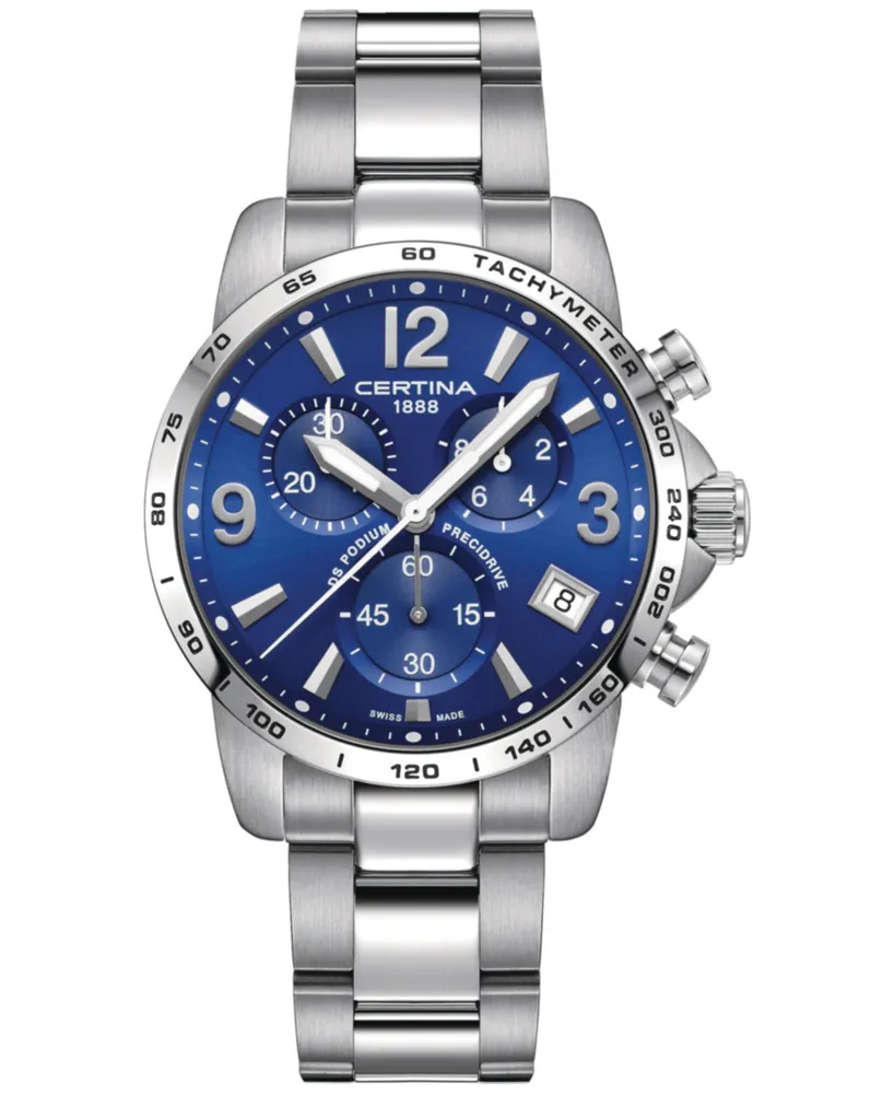 Certina Men's Swiss Chronograph Ds Podium Stainless Steel Bracelet Watch 41mm
