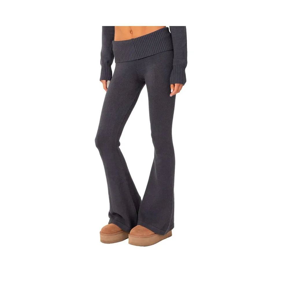 Edikted Women's Fold over flared leggings