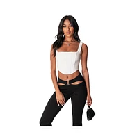 Women's Square Neckline Corset Top With Boning