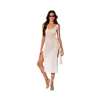 Women's Knitted Dress With Open Back And Slits