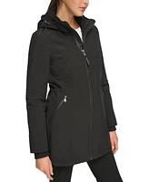 Calvin Klein Womens Hooded Faux-Fur-Lined Anorak Raincoat