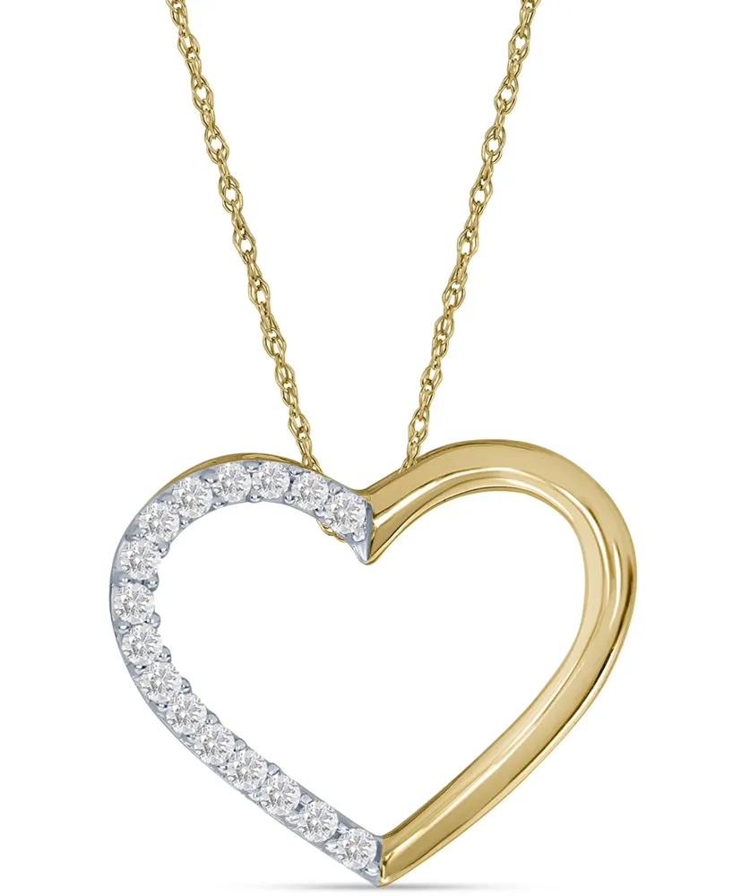 Diamond Half Heart 18" Pendant Necklace (1/10 ct. t.w.) in 10k Gold