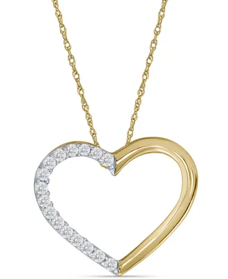 Diamond Half Heart 18" Pendant Necklace (1/10 ct. t.w.) in 10k Gold